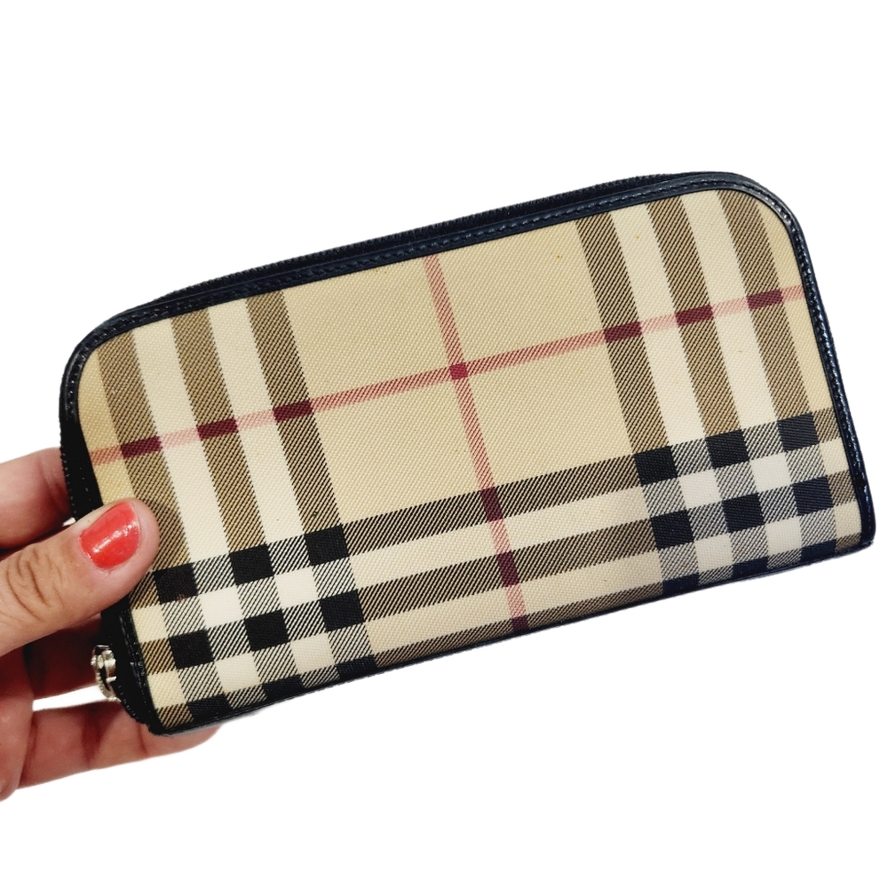 Burberry Tan and Black Plaid Wallet